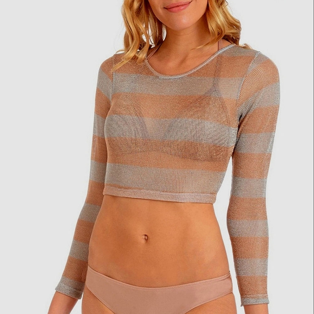 Sam Edelman sheer metallic crop (S)